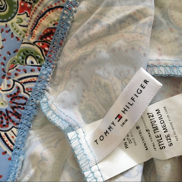 🔴 Tommy Hilfiger strapless Swimsuit coverup dress. Paisley pattern - Picture 7 of 7